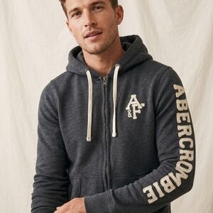Vintage Abercrombie And Fitch Dark Gray Zip-Up Hoodie Muscle Fit